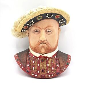 Vintage 1985 Bossons Chalkware Head Bust King Henry VIII Wall Hanging Sculpture